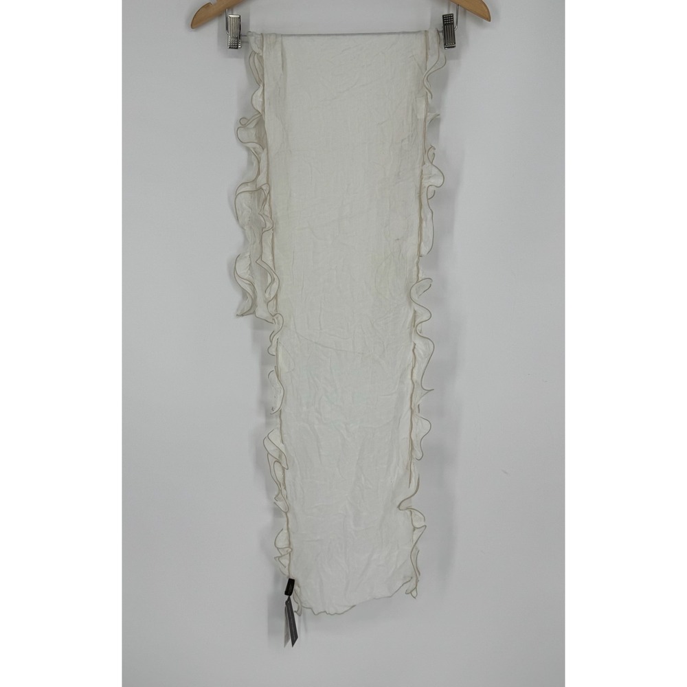 The Limited White Ruffle Edge Scarf Rayon Mesh Lettuce Trim New With Tags
